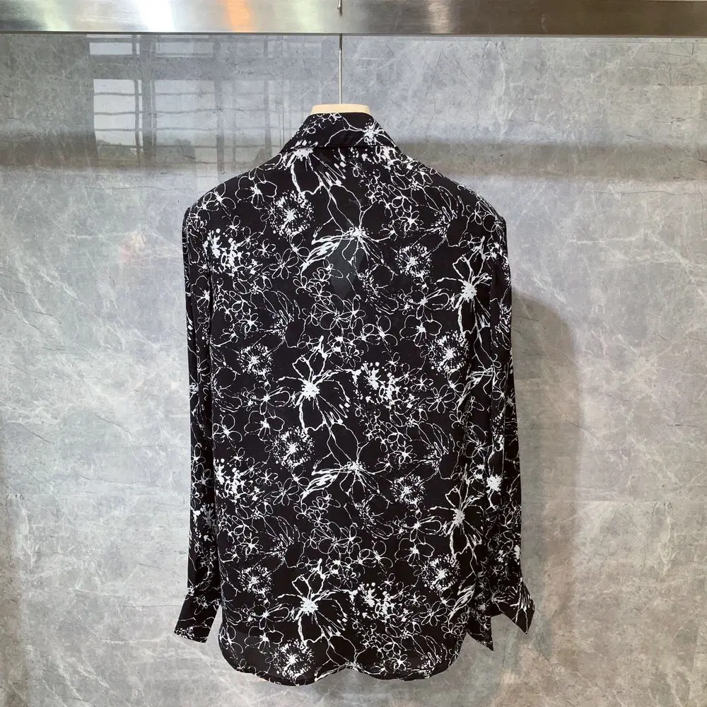 

New Men's Shirt Fashion Casual Printing Long Sleeve Flower Shirt Male Brand Floral Printing Shirt Loose Camisa Masculina B159