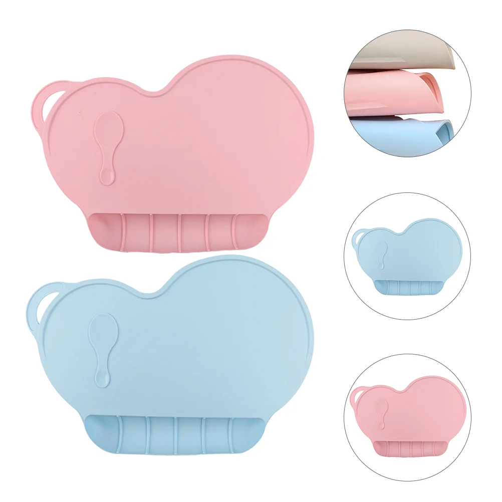 

2pcs Food Catching Placemat Non-slip Suction Cup Silicone Table Mat Placemat Table Protector Children Dinning Mat