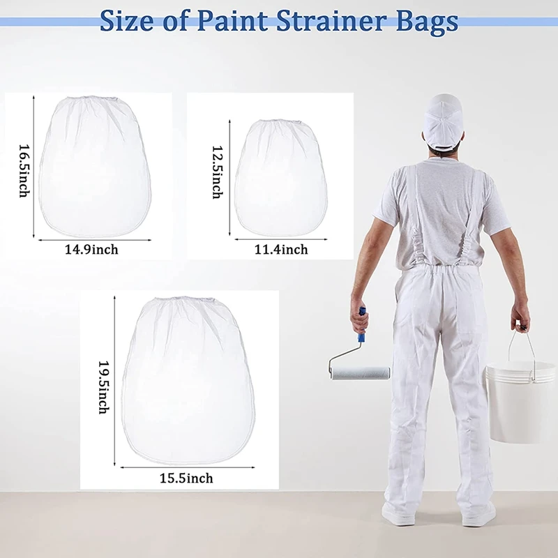 

15 Piece White Fine Mesh Filters Bag Elastic Opening Strainer Bags Hydroponic Paint Filter Bag For Paint Gardening,Paint