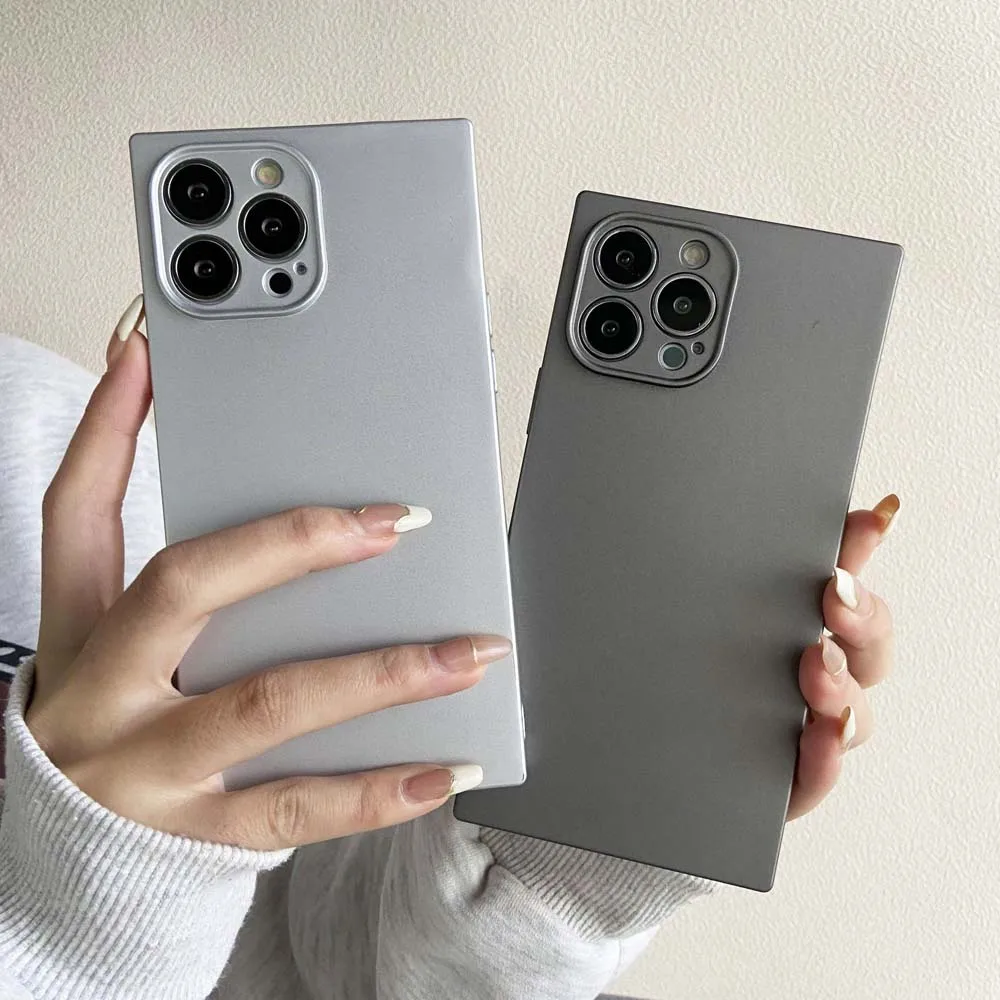 

For iPhone 14 13 12 11 Pro Max 7 8 14 Plus SE 2 3 XS Max X XR Square Electroplated Matte Soft Back Protective Cover