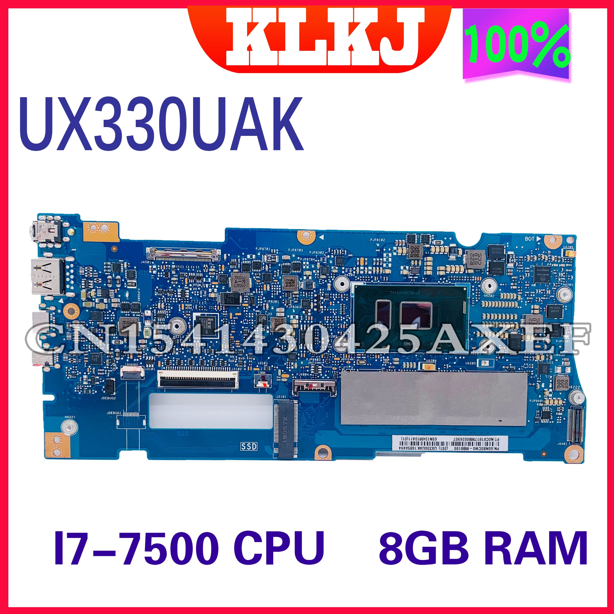 

Dinzi UX330UA материнская плата для ноутбука ASUS ZenBook UX330UAK UX330U U3000UA U3000U оригинальная материнская плата 8g ОЗУ i7-7500U 100% тест