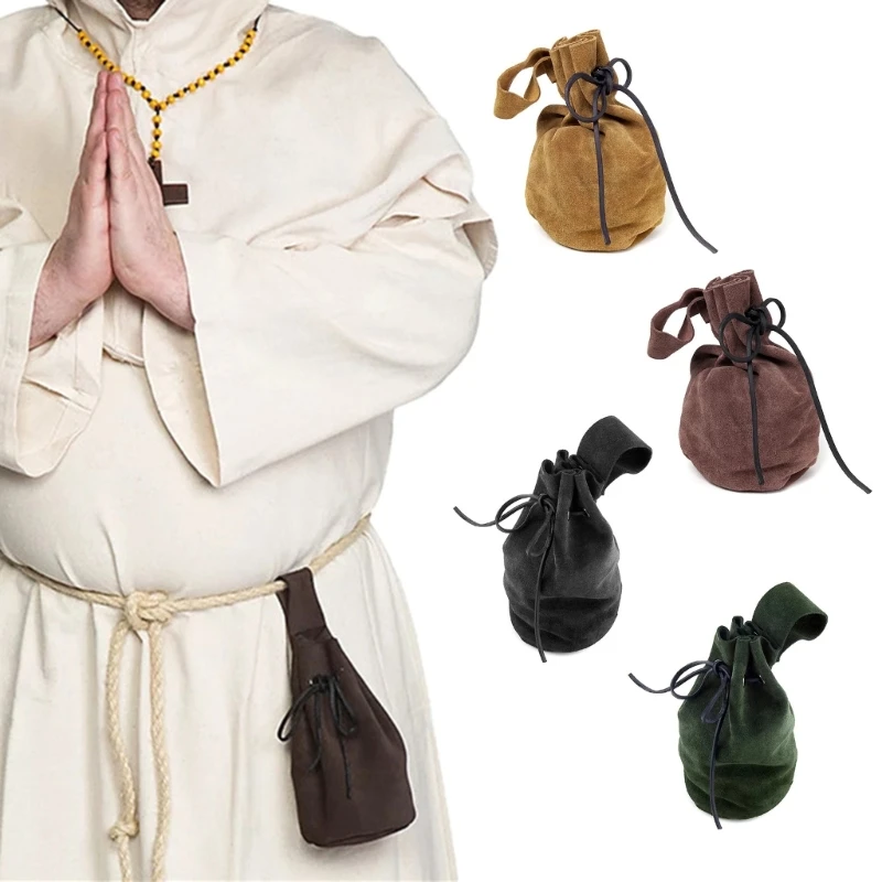 

Средневековая поясная сумка, замшевая сумка на шнурке, портативный кошелек, винтажный костюм, поясная сумка для фэнтезийного в