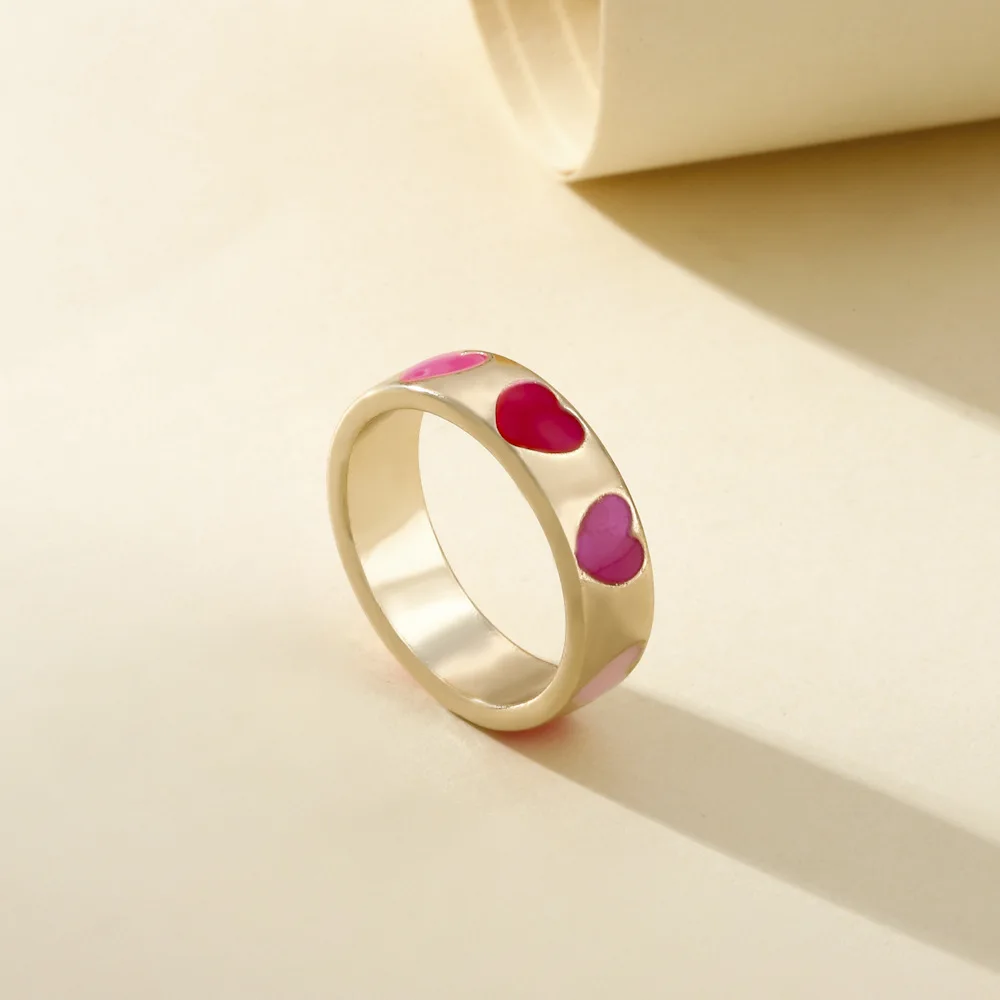 

Vintage Trendy Drip Oil Flower Heart Star Moon Happy Face Rings for Women Engagement Ring Wedding Party Accessories