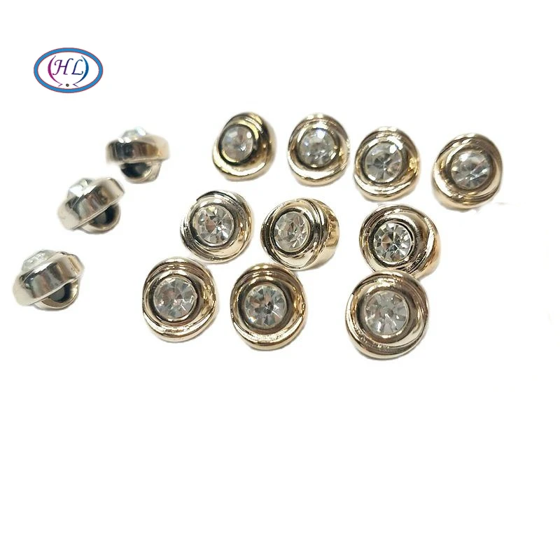 

HL 500PCS 10MM New Plating Buttons With Rhinestones Shank DIY Apparel Sewing Accessories Shirt