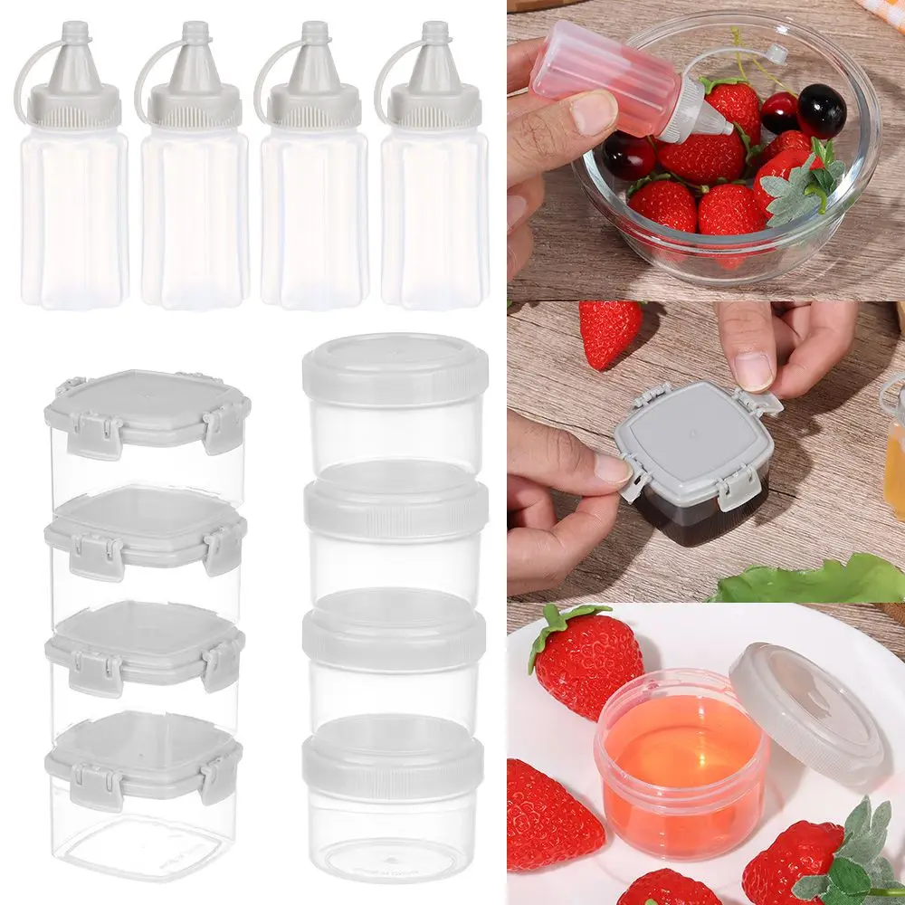 

4PCS/Set Bento Seasoning Boxes Squeeze Sauce Bottle Mini Spices Jar Barbecue Picnic Accessories Transparent Easy Clean Portable