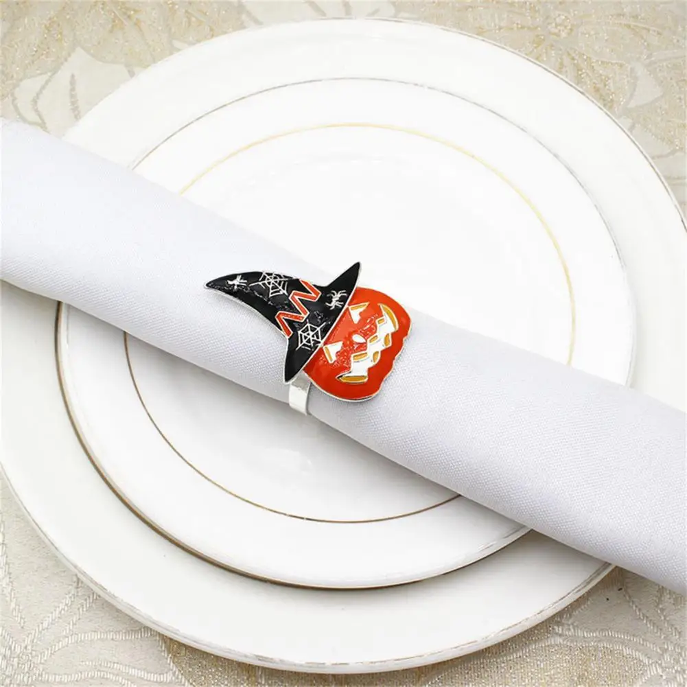 

6Pcs Practical Pumpkin Napkin Buckles Durable Portable Serviette Buckles Restaurant Hotel Napkin Buttons Halloween Supplies