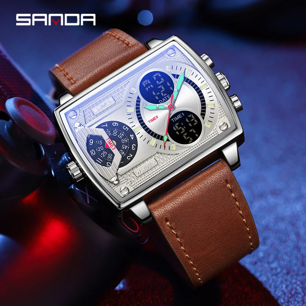 

SANDA Men's Wristwatch Digital Men Watch 2022 Sport Watches Multifunction Luxury Quartz Watches Waterproof Saat Erkek Kol Saati