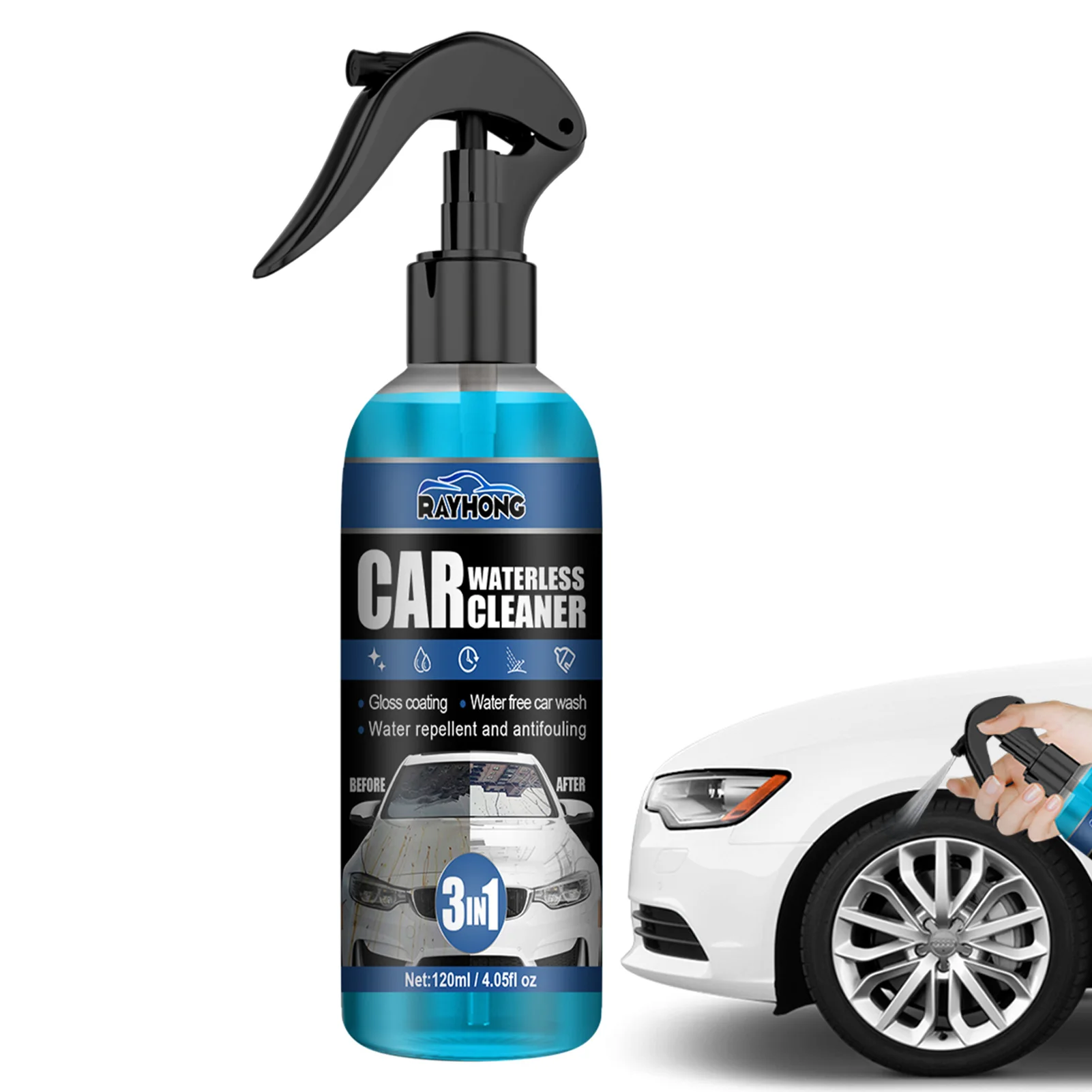 

Waterless Car Wash 120ml Waterless Car Wash Spray Easy To Apply 3 In 1 Car Wax Polish Quick Coat Spray For Water Repelling Dirt