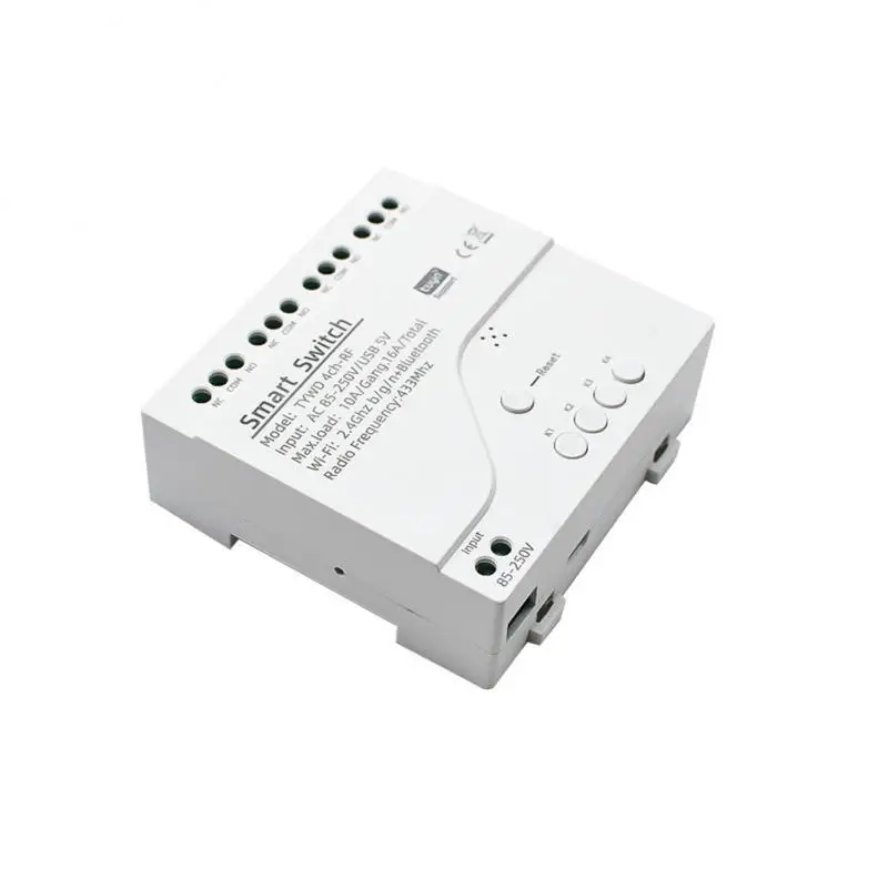 

Tuya Zigbee Smart Switch Module 4 Channels 85-250V WIfi Relay DIN Rail RF433 Remote Control Works with Alexa Google Zigbee Hub