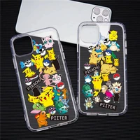 pokemon pikachu squirtle bulbasaur phone case for iphone 13 12 11 pro max mini xs 8 7 plus x se 2020 xr transparent soft cover
