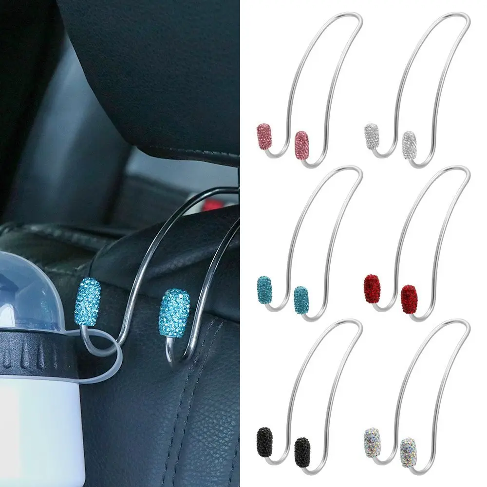 

2 Pack Car Accessories Diamond Durable Bling Car Hangers Backseat Storage Hooks Headrest Bag Rack Seat Back Organizers