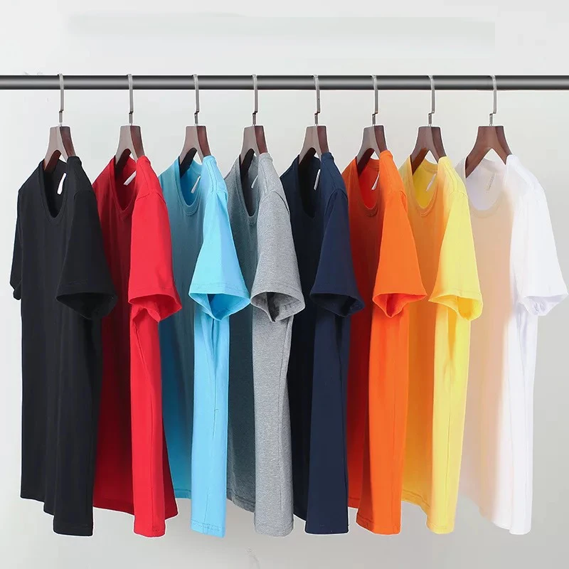 

Однотонная футболка с коротким рукавом, простой и универсальный хлопок, новинка 2021