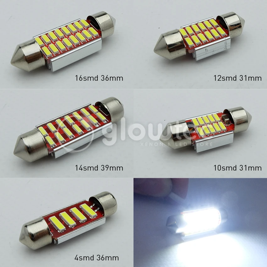 

10pcs Festoon Bulb 31mm 36mm 39mm C5W 4014 LED CANBUS NO ERROR Car Dome Interior LED Lights Lamp Auto Map Roof Reading