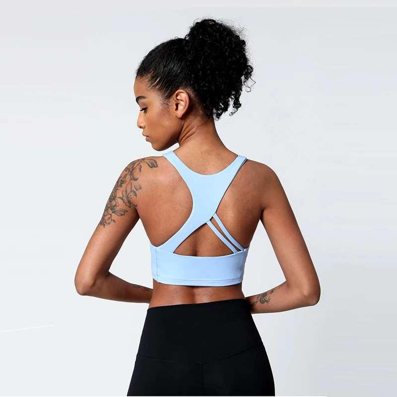 

Racerback Back High Neck Sports Athletic Yoga Bra Top Women Naked Feel Wireless Fitness Workout Crop Top Longline Bra Plus Size