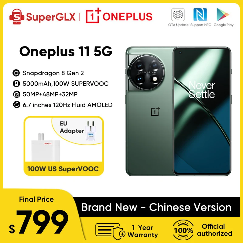 OnePlus 11 5G Smartphone 256GB/512GB Snapdragon 8 Gen 2 Mobile Phone 6.7'' 120Hz 2K Screen 50MP Camera 5000mAh Battery NFC