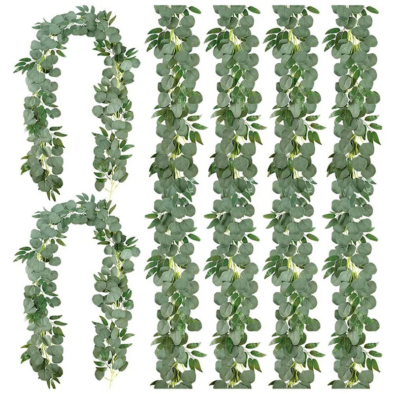 

New Eucalyptus Wreath With Willow Vine Leaves Green Vine Artificial Eucalyptus For Wedding Parties Family Table Decor