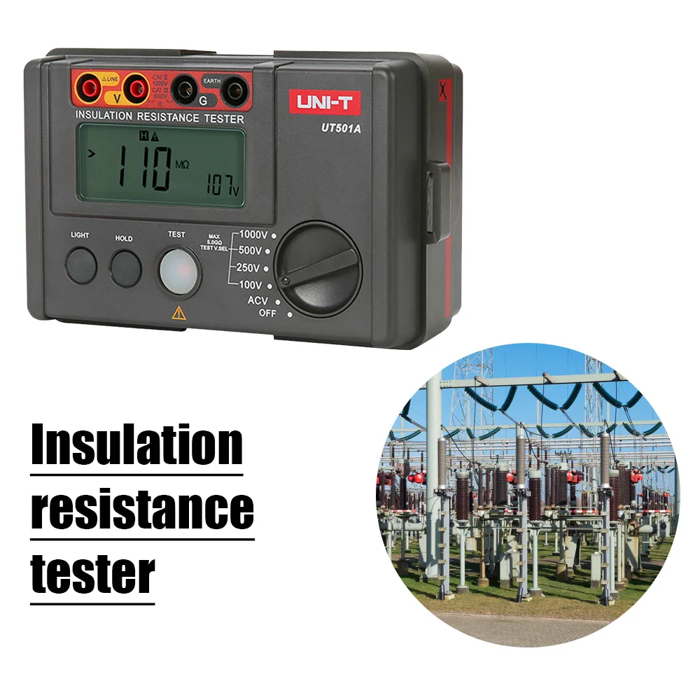 

UNI-T UT501A 1000V Insulation Resistance Meter Megger Auto Range Ohm Tester Megohmmeter Voltmeter Tester