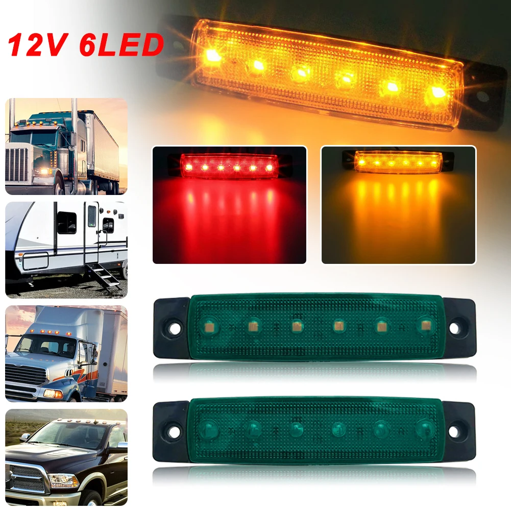 

6LED Flashing Signal Lamp LED Light Strip Car Side Marker Identification Light Turn Signal Bar for Police Truck Trailers Trucks