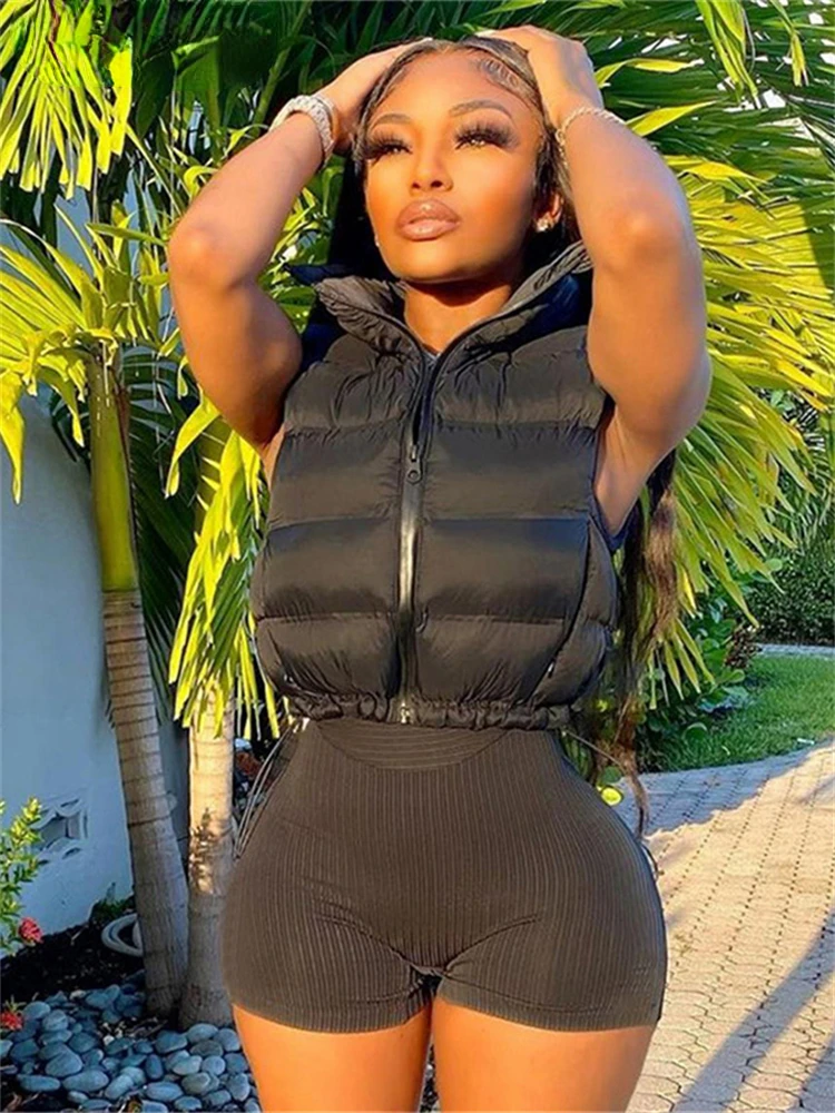 New2022 Solid Sleeveless Mercerized Cotton Tank Tops Women 2021 Hipster Zipper Drawstring Vest Casual Streetwear Female Clothing