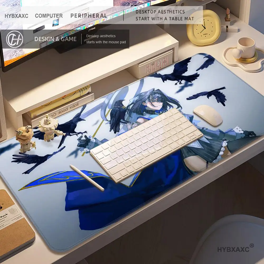 Фото Коврик для мыши HYBXAXC Ouro Kronii Anime Hololive Girl, большой игровой коврик для мыши с утолщенной кромкой, для компьютерной клавиатуры и стола №2