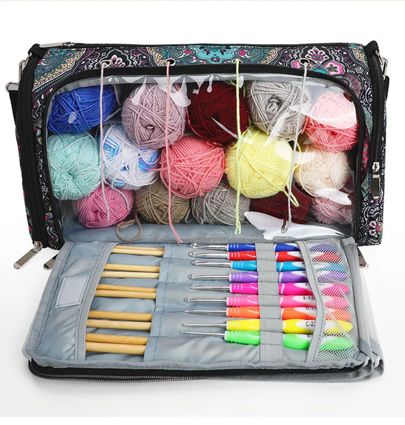

Wool Crochet Hooks Set Beginner Handmade Crafts Knitting Crochet Hooks Needle Yarn Wools Storage Bag DIY Sewing （Just Bag)