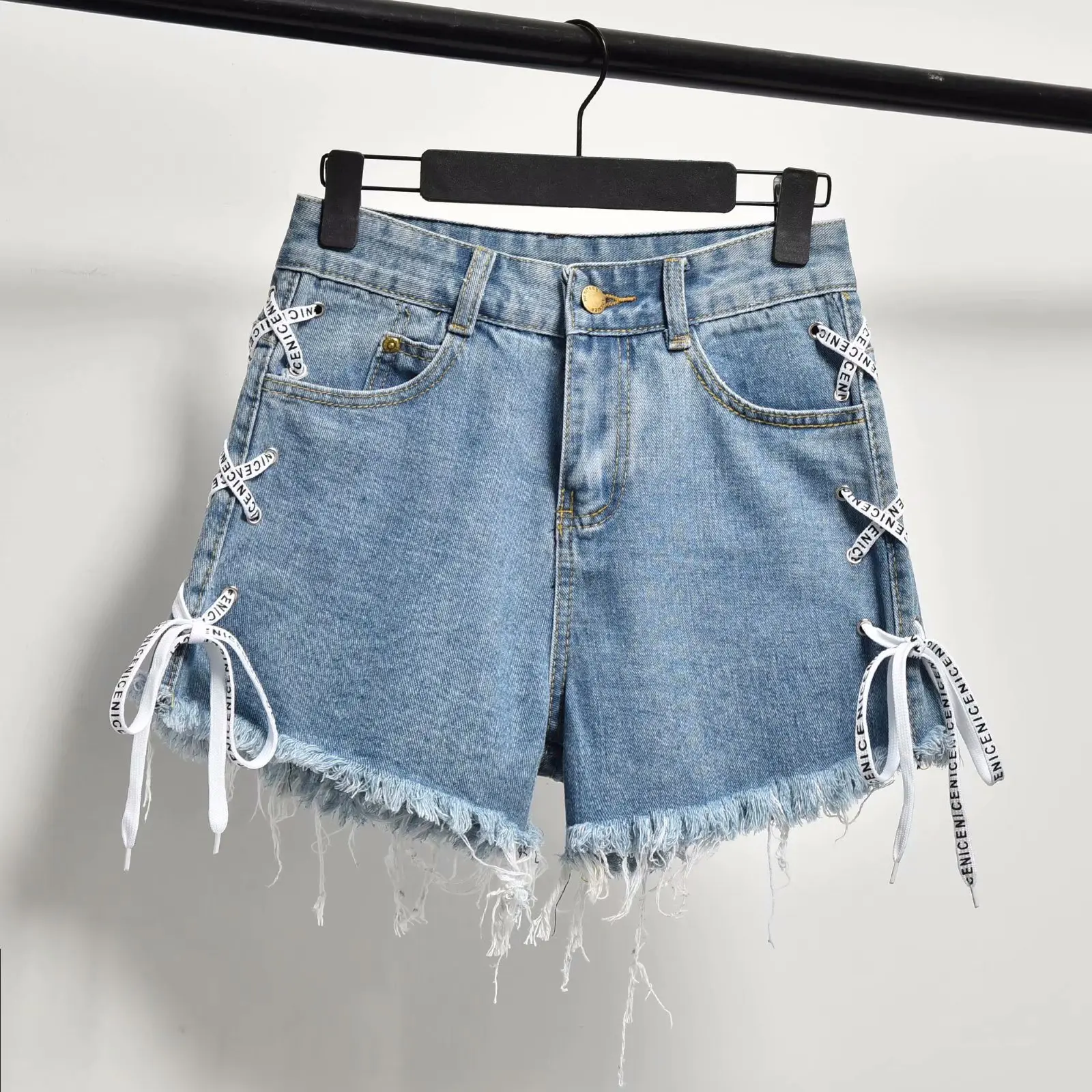 Sexy Tassel Denim Shorts Women 2023 Summer Lace Up Jeans Shorts Plus Size S-6XL Casual Streetwear Shorts Femme High Waist Jeans