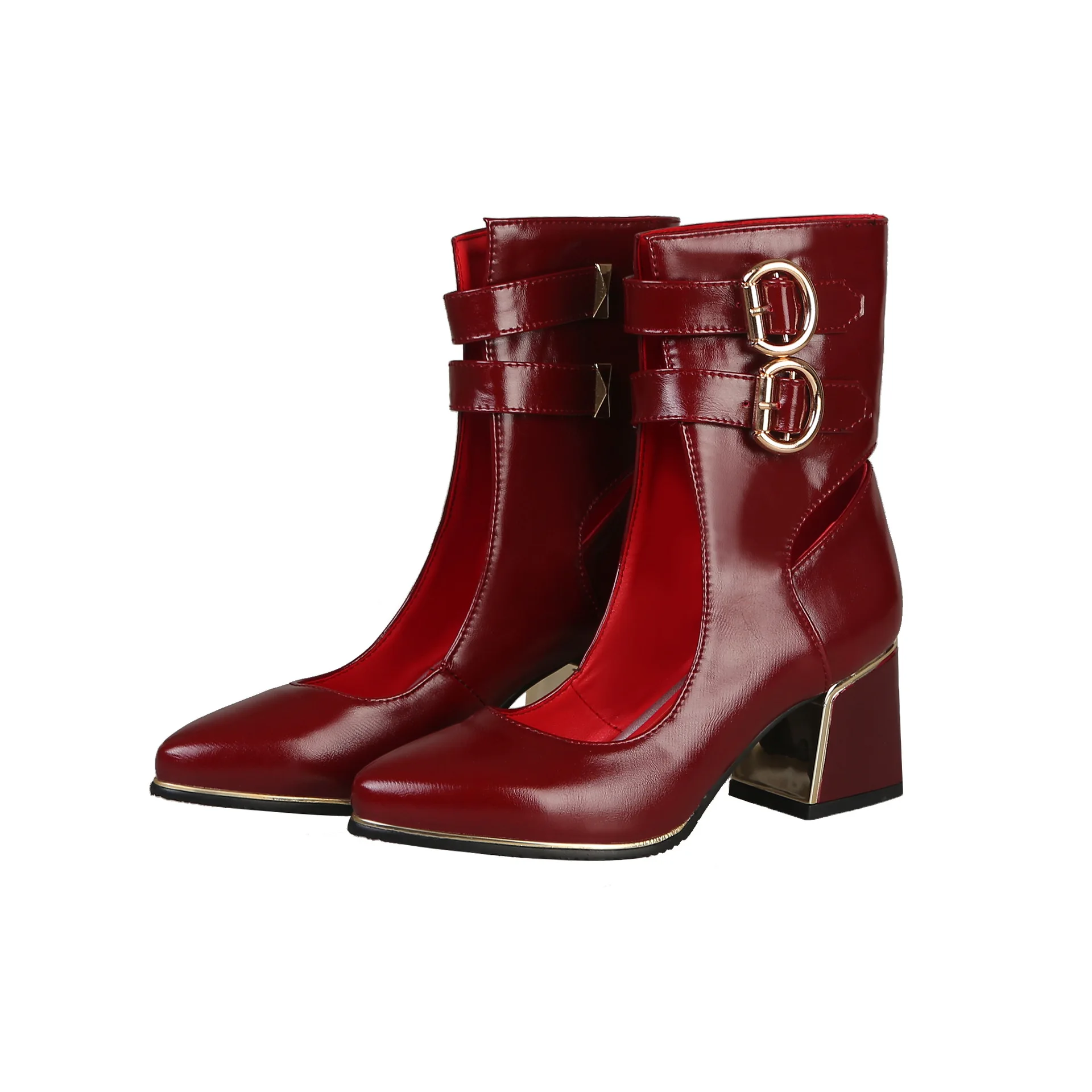 Metal Thick High Heels Summer Woman Sandals Boots Size 32-48 Profession Women's Pumps Shoes Hollow Belt Buckles Sexy Dress Shoes