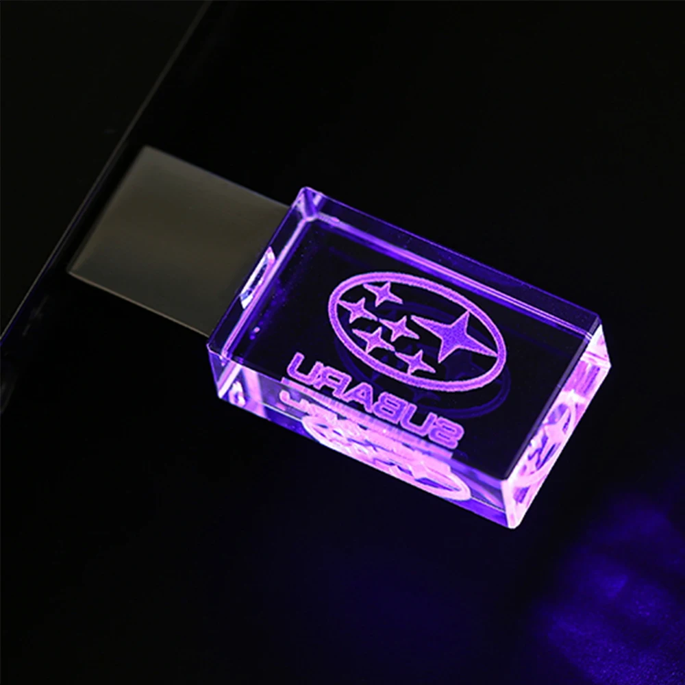 Фото Новый автомобильный подарок, модный кристаллический USB-накопитель 128 ГБ со светодиодной подсветкой, бесплатная индивидуальная ручка с логотипом, внешнее хранилище №4