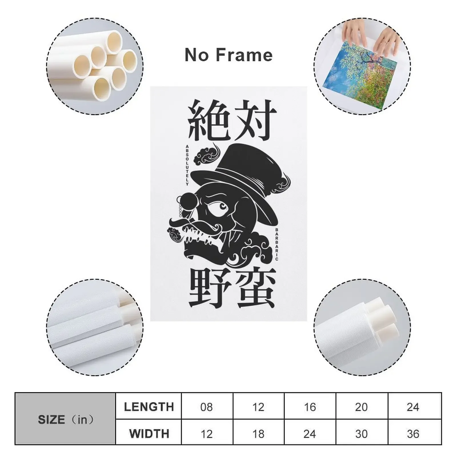 Абсолютно барбарический мем-японский кандзи (черный) холст картины постеры для
