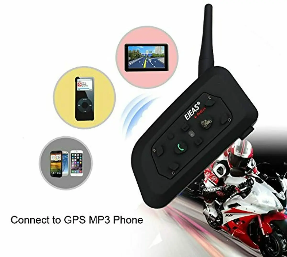 

EJEAS V6 Pro Helmet Intercom Bluetooth Headset Microphone Kit 6 Riders 1200m Music GPS Interfono Moto