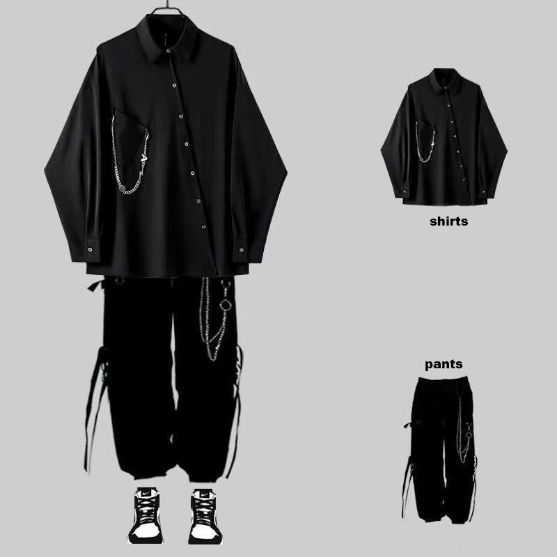 Фото ARENS Black блузки в готическом стиле винтажная Повседневная Уличная Одежда Harajuku рубашка на весну осень оверсайз Асимметричный топ в стиле панк ... №1