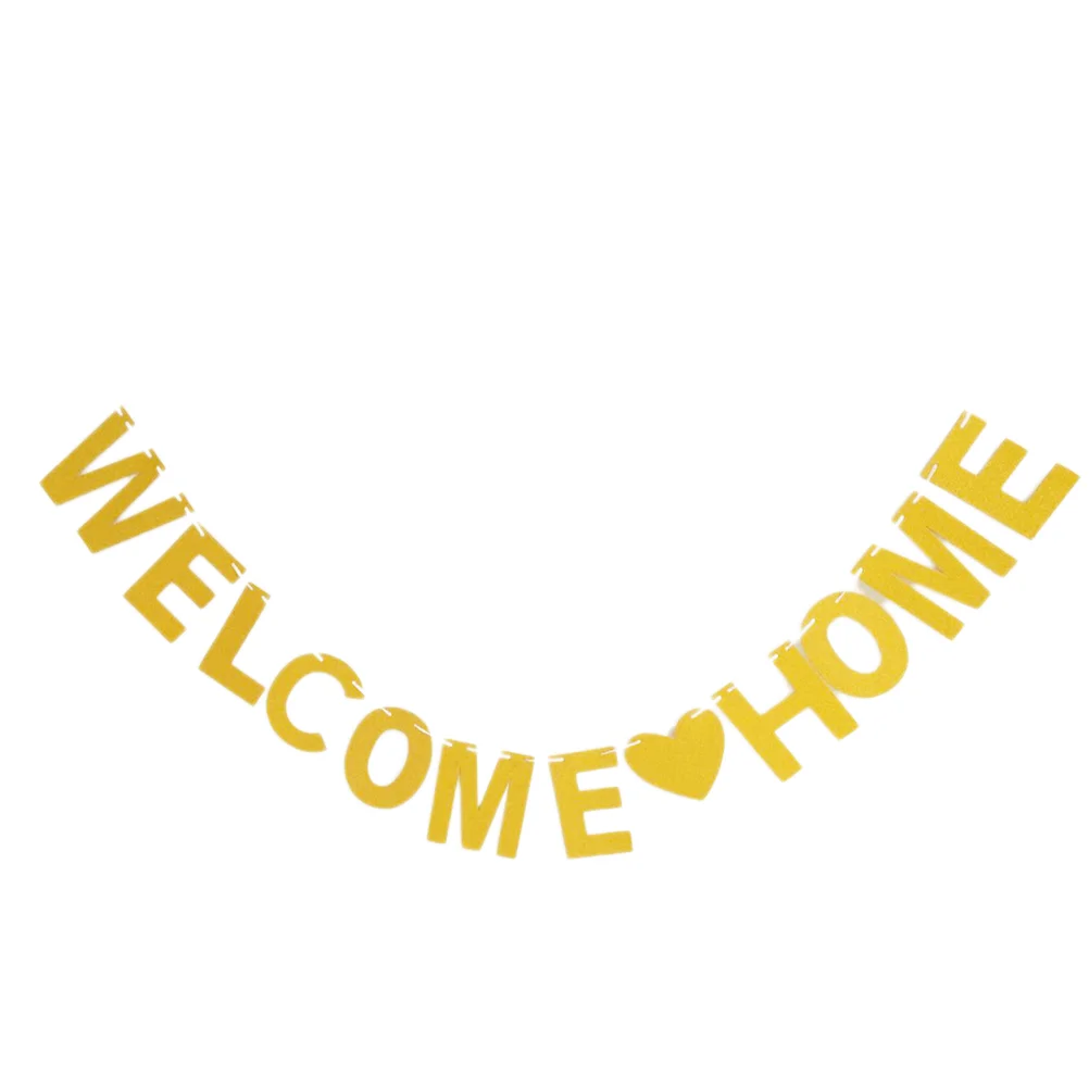 

WELCOME HOME Flags Bunting Garland Gold Glitter Flags Banner for Wedding Christmas Birthday Housewarming Homecoming Prom