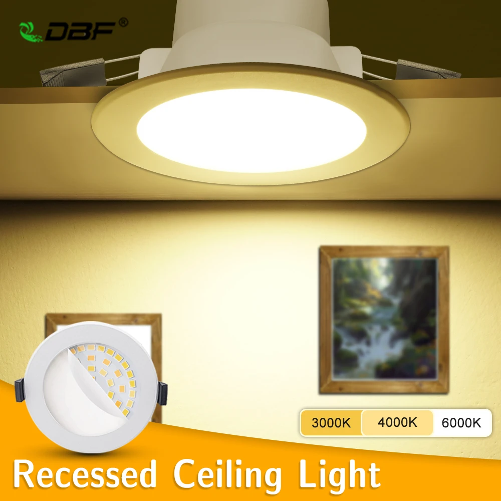 

[DBF]Driverless 3CCT Adjustable Round Recessed Downlights 10W AC220V LED Ceiling Spot Lights Bedroom Living Room Indoor Lighting