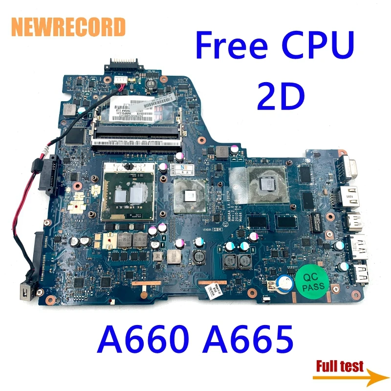 For Toshiba Satellite A660 A665 NWQAA LA-6062P K000104400 Laptop Motherboard HM55 DDR3 GT330M Free CPU Main Board