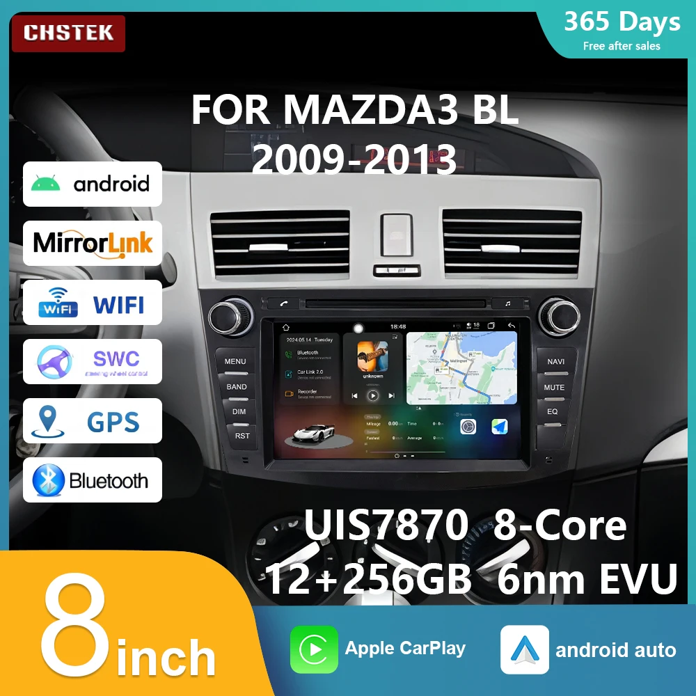 Автомобильная Мультимедийная система CHSTEK 8 дюймов Android 13 UIS7870 для Mazda3 BL 2009-2013 CarPlay