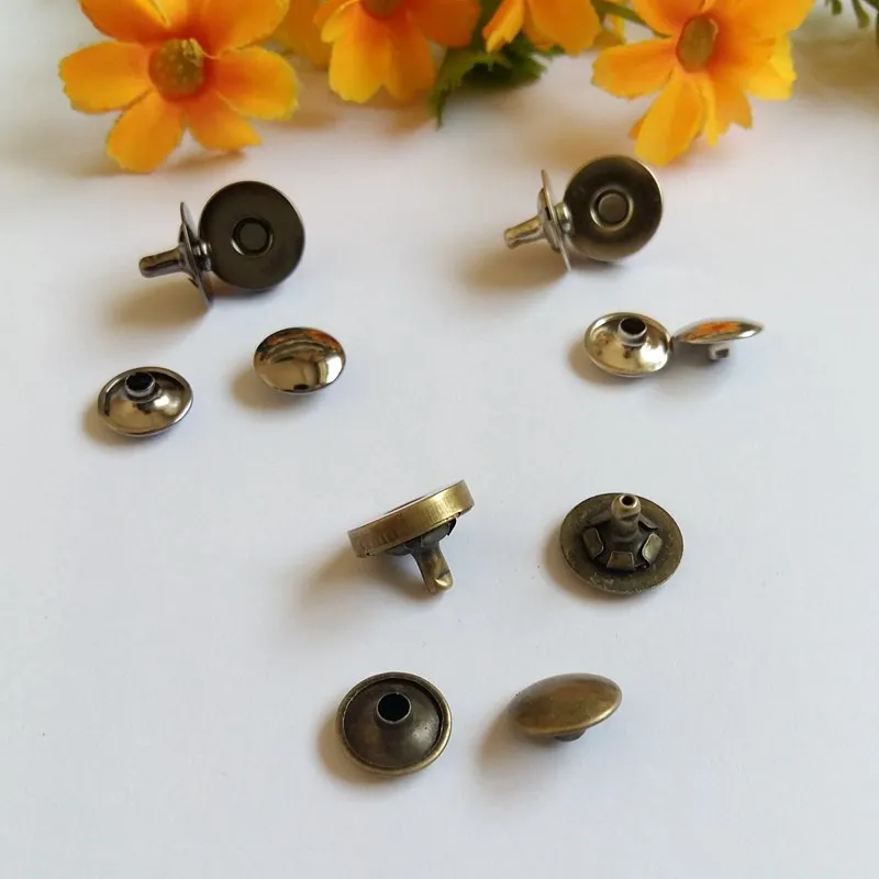 5 sets / Lot 14mm*3mm 9/16" Round Magnetic snaps purse Double Rivet closures Clasp Stud Button Fastener |