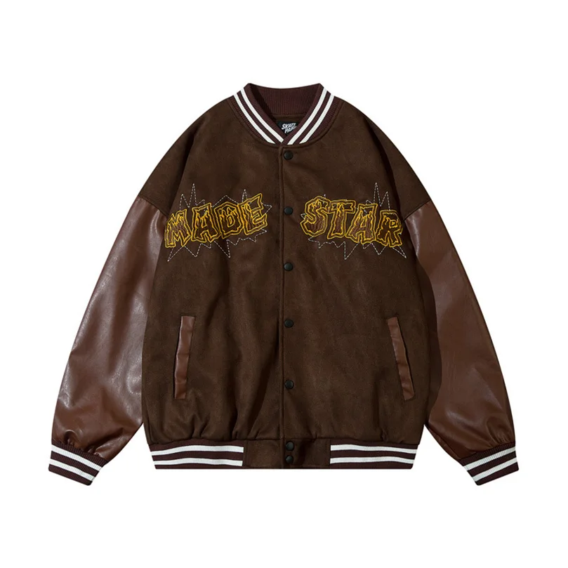 Осенняя бейсбольная куртка для мужчин и женщин оверсайз в стиле High Street С Вышивкой
