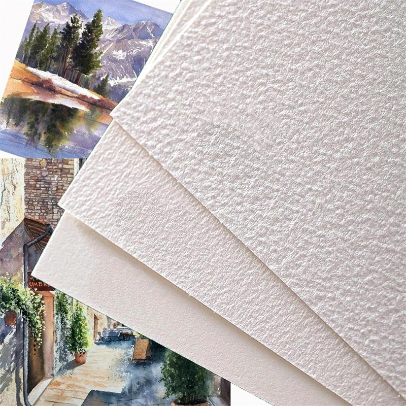 12 Sheets 300g/m2 Watercolor Paper Artist Paper 100% Cotton Watercolor Paper Fine Medium Coarse Grain Ppaer for Artist