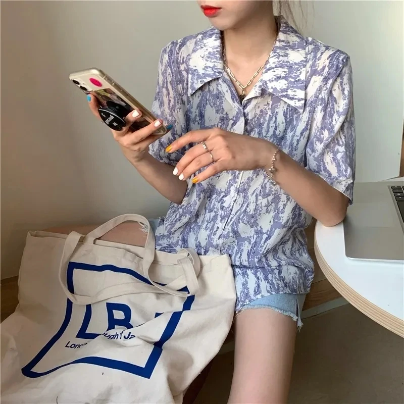 

Vintage Print Beautiful Blouses For Women Fashion 2022 Summer Clothing Urban Loose Short Sleeve T-Shirt Casual Top Free Shipping