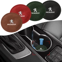 car styling car water cup pad pu leather slot non slip coaster mat for peugeot 206 207 307 3008 2008 308 407 408 508 301 208 rcz
