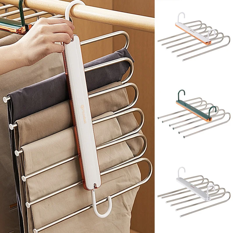 

Folding Storage Rack Pant Scarf Shirt Pantyhose Hanger Clothes Organizer Wardrobe Save Space Closet Stainless Steel Organizer