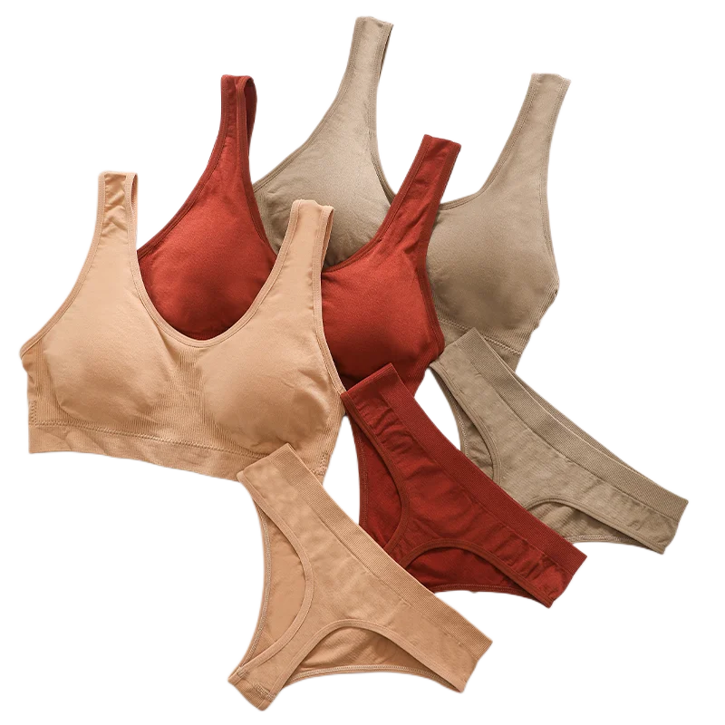 

Seamless Bra Set Comfort Bra Top And Thong Women Underwear Sports Crop Top Fashion Bralette Brassiere Sexy Lingerie Set
