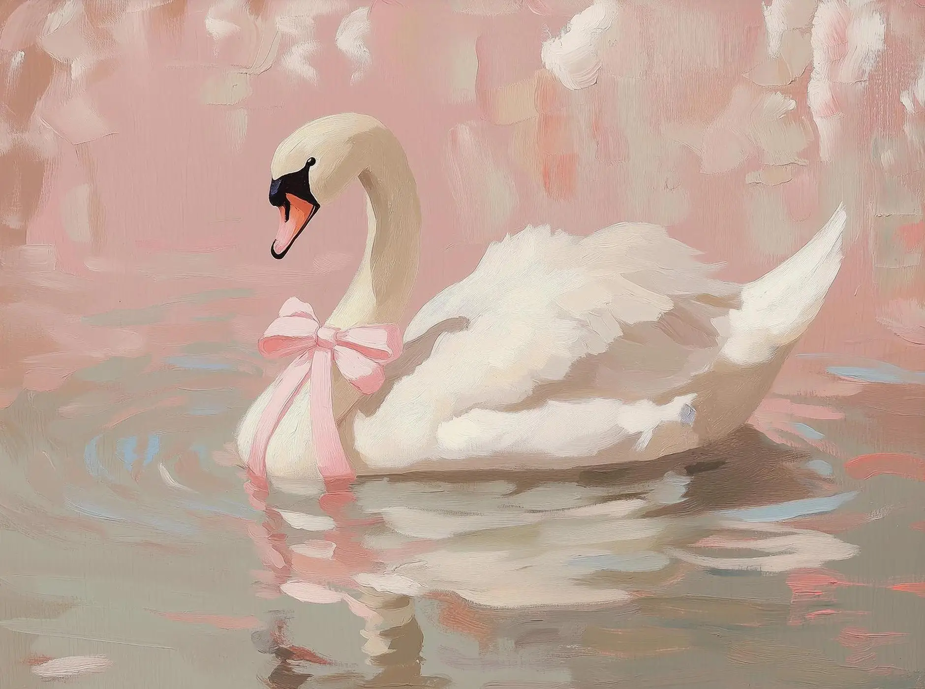 

Печать на холсте «Белый лебедь в озере»