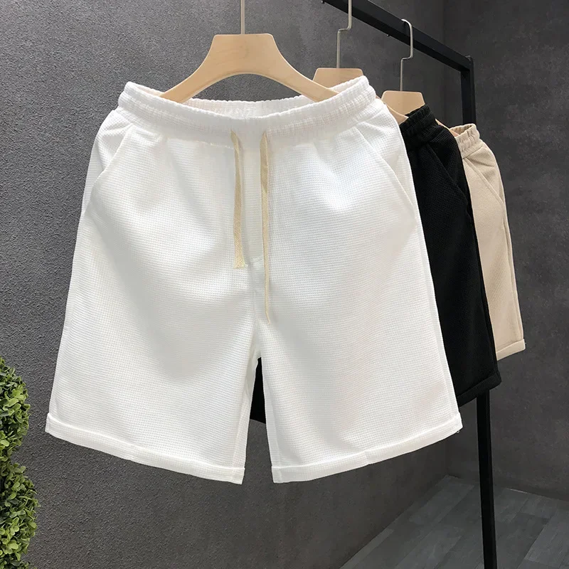 Модные белые шорты мужские повседневные брюки свободного кроя с прямыми