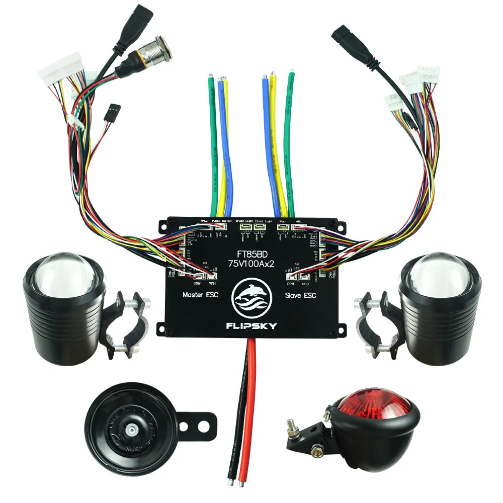 Фото Контроллер скорости Flipsky FT85BD Dual ESC 84V 200A с алюминиевым корпусом (НЕ VESC) для электроскейтбордов, электросамокатов и электровелосипедов №1
