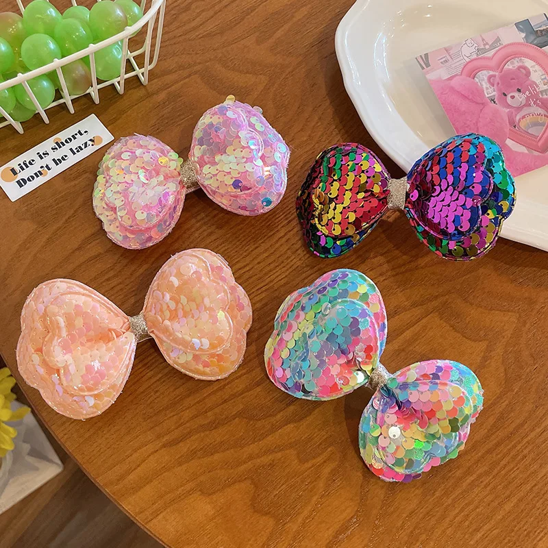 

Korean children's hair accessories sequin bow duckbill clip little girl hairpin girl hairpin baby top clip headdress