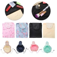 round drawstring cosmetics storage bag with pouches massive capacity travel carrying bag beauty makeup storage toiletry kit