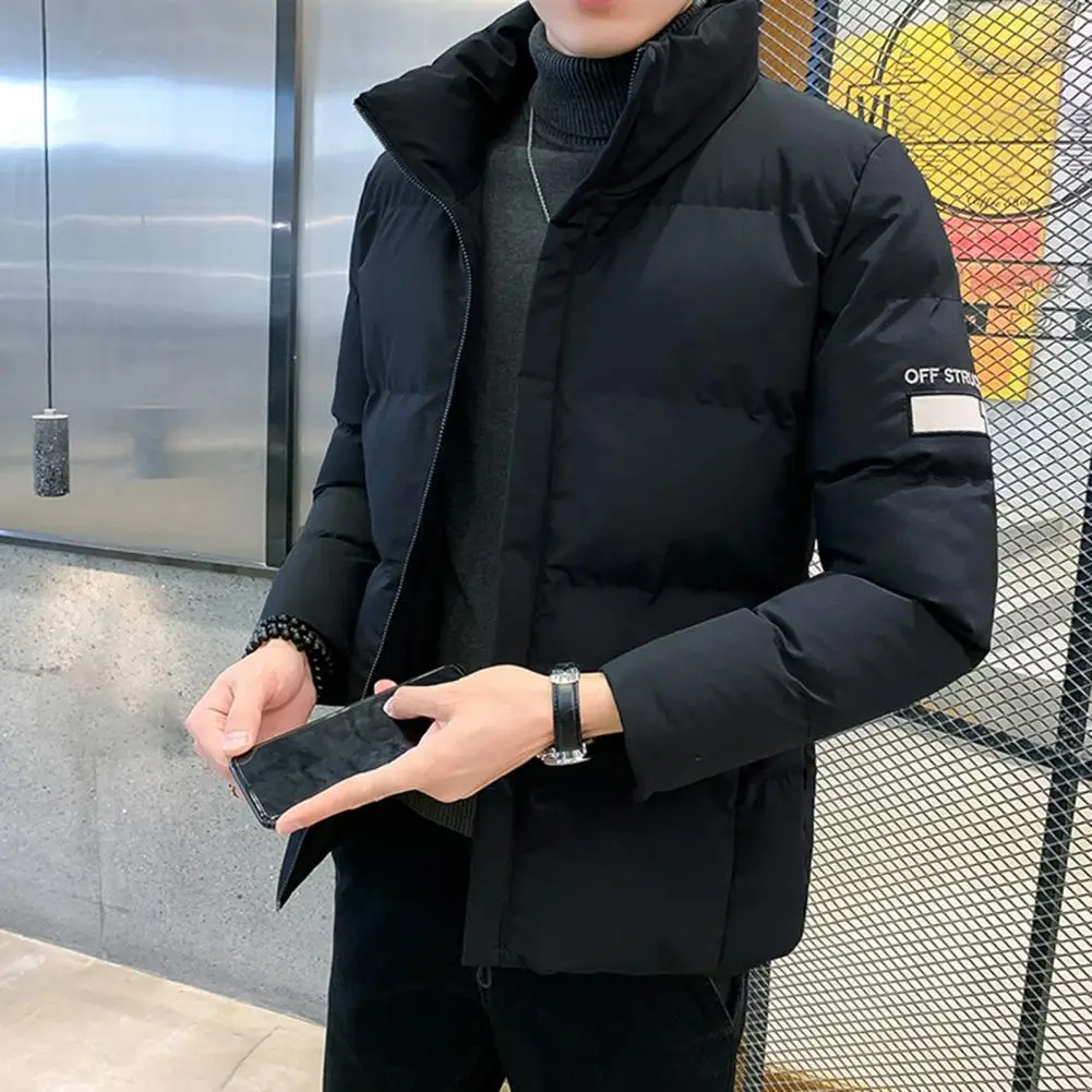 Trendy Men Jacket Cotton Padded Washable 3D Cutting Zipper Jacket  Korean Style Men Coat for Daily  Wear