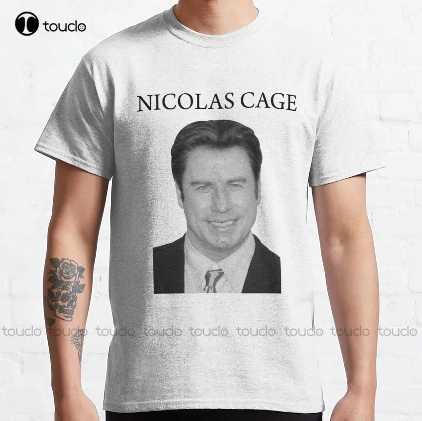 

Nicolas Cage John Travolta Faceoff Classic T-Shirt Black And White Shirt Custom Aldult Teen Unisex Digital Printing Tee Shirts