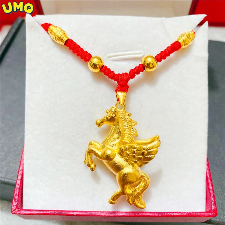 

Vietnam Shajin Zodiac Horse Pendant Necklace for Men and Women Lovers Handmade Red Rope Pegasus Necklace Will Not Fade for a
